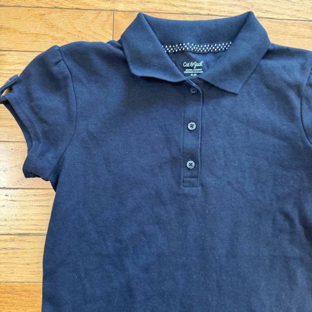 Cat & Jack Girls Navy‎ Blue Short Sleeve School Uniform Polo Shirt Size M 8 NWT